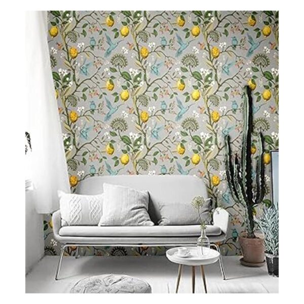Blooming Wall Blue Bird Fresh Lemon Tree Papel tapiz_2