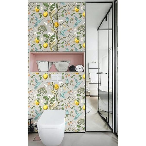 Blooming Wall Blue Bird Fresh Lemon Tree Papel tapiz_4