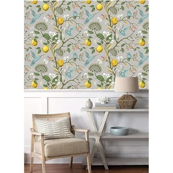 Blooming Wall Blue Bird Fresh Lemon Tree Papel tapiz_3