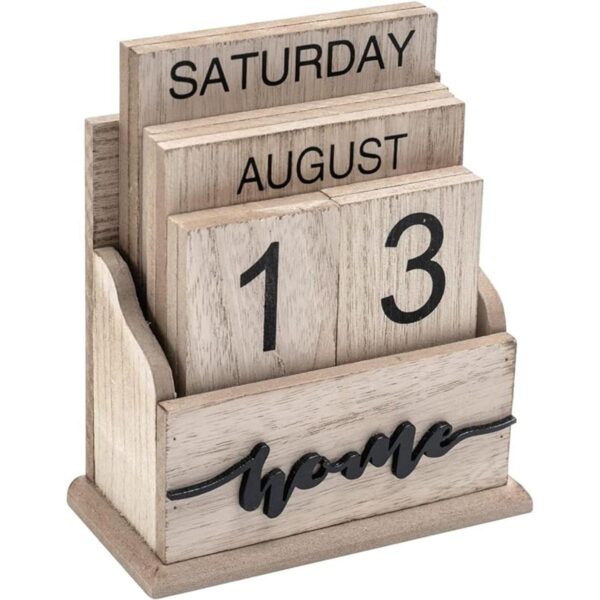 Bloque de madera vintage con calendario perpetuo diseño