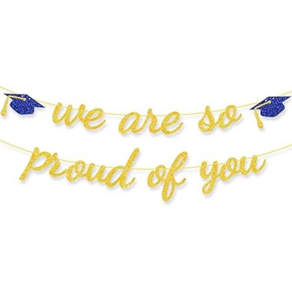 Blue We are So Proud of You Banner Felicitaciones Grad Cap_1