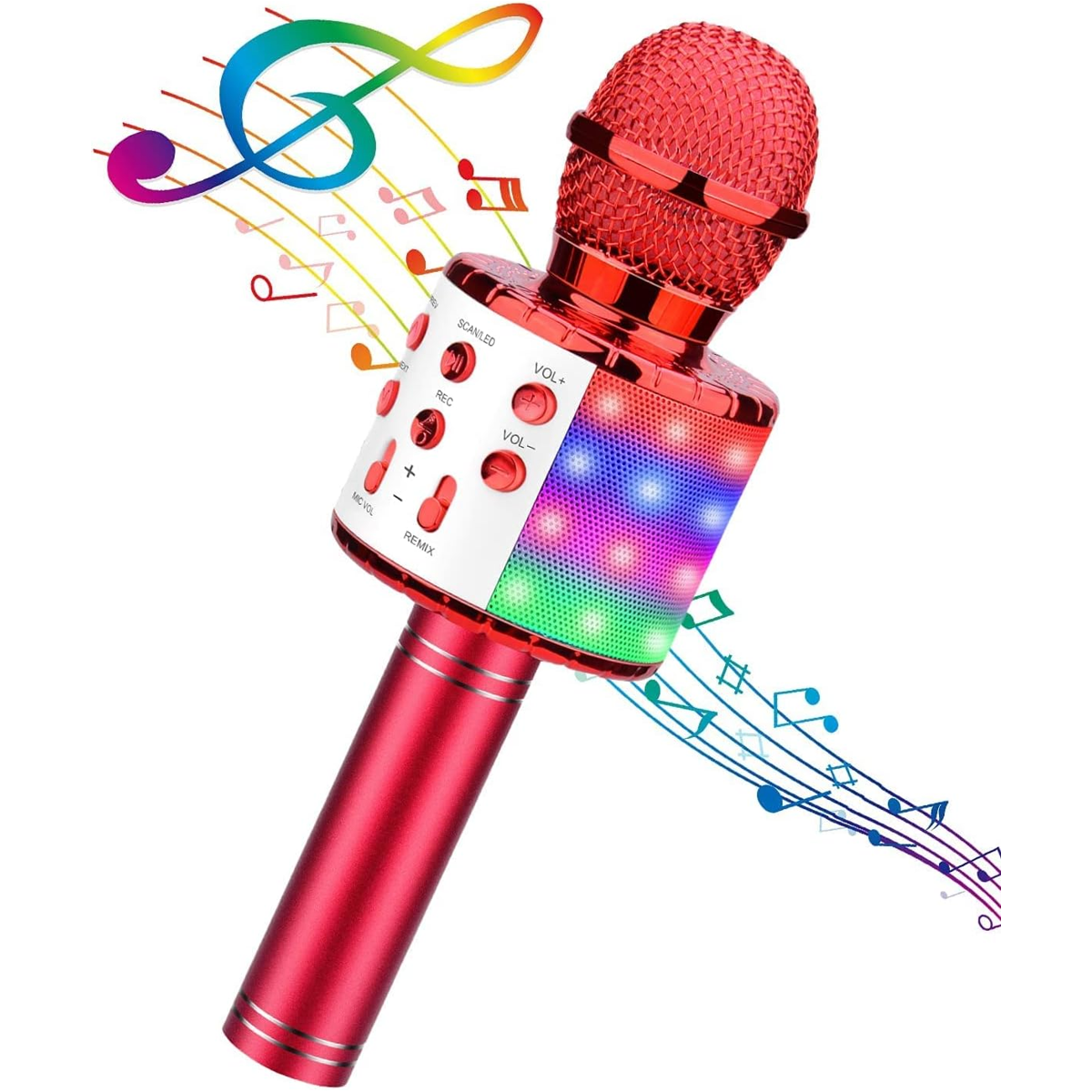 BlueFire Micrófono inalámbrico de karaoke 4 en 1 con luces