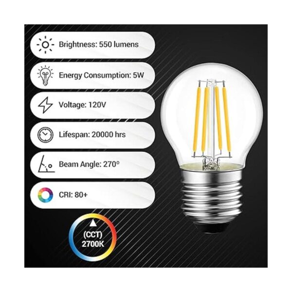 BlueStars Bombilla LED estilo Edison G45 E26 120 V 5 W_3