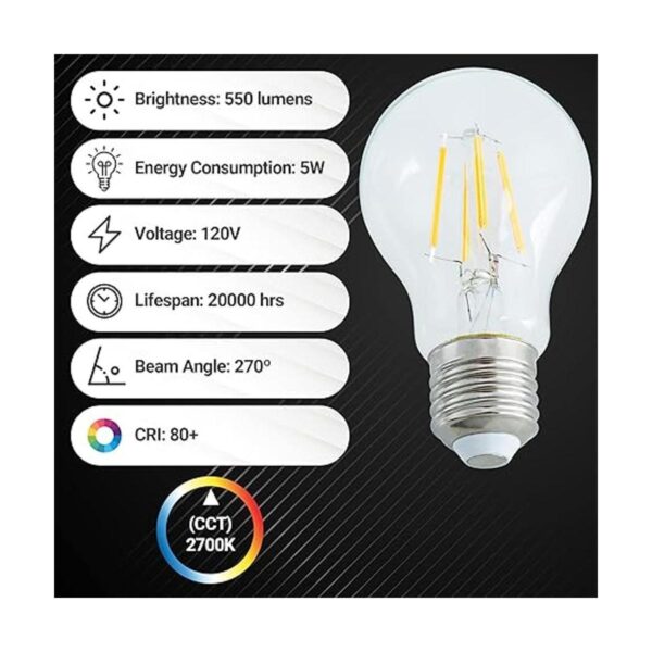 BlueStars Bombilla LED vintage A19 E26 120 V 5 W_3