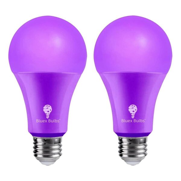 BlueX Paquete de 2 bombillas LED moradas A21 15 W_1