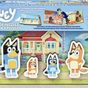 Bluey paquete de 4 rompecabezas de madera con personajes