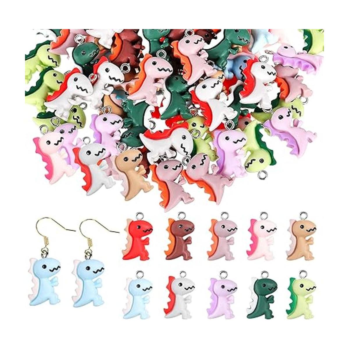 Blulu 100 dijes de dinosaurio para hacer joyas bonitos