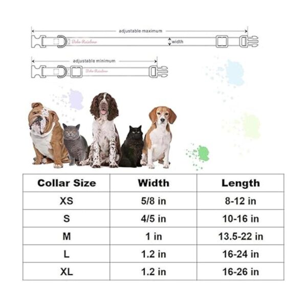 Bobo Rainbow Collar para perro con flor azul ajustable