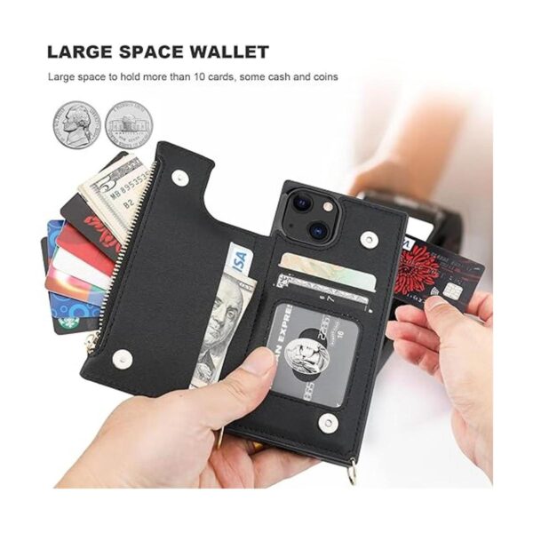 Bocasal Funda tipo cartera cruzada para iPhone 13 con_5