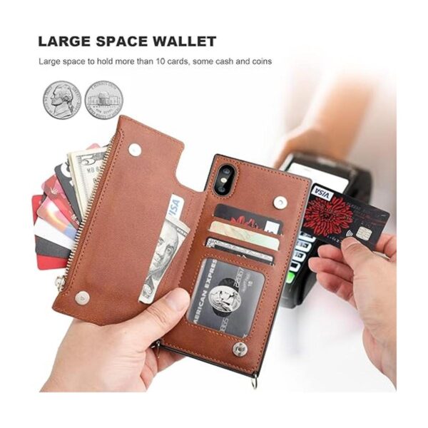 Bocasal Funda tipo cartera cruzada para iPhone Xs Max con_4