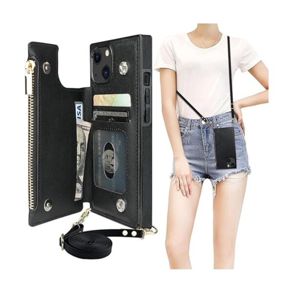 Bocasal Funda tipo cartera cruzada para iPhone 13 con_1