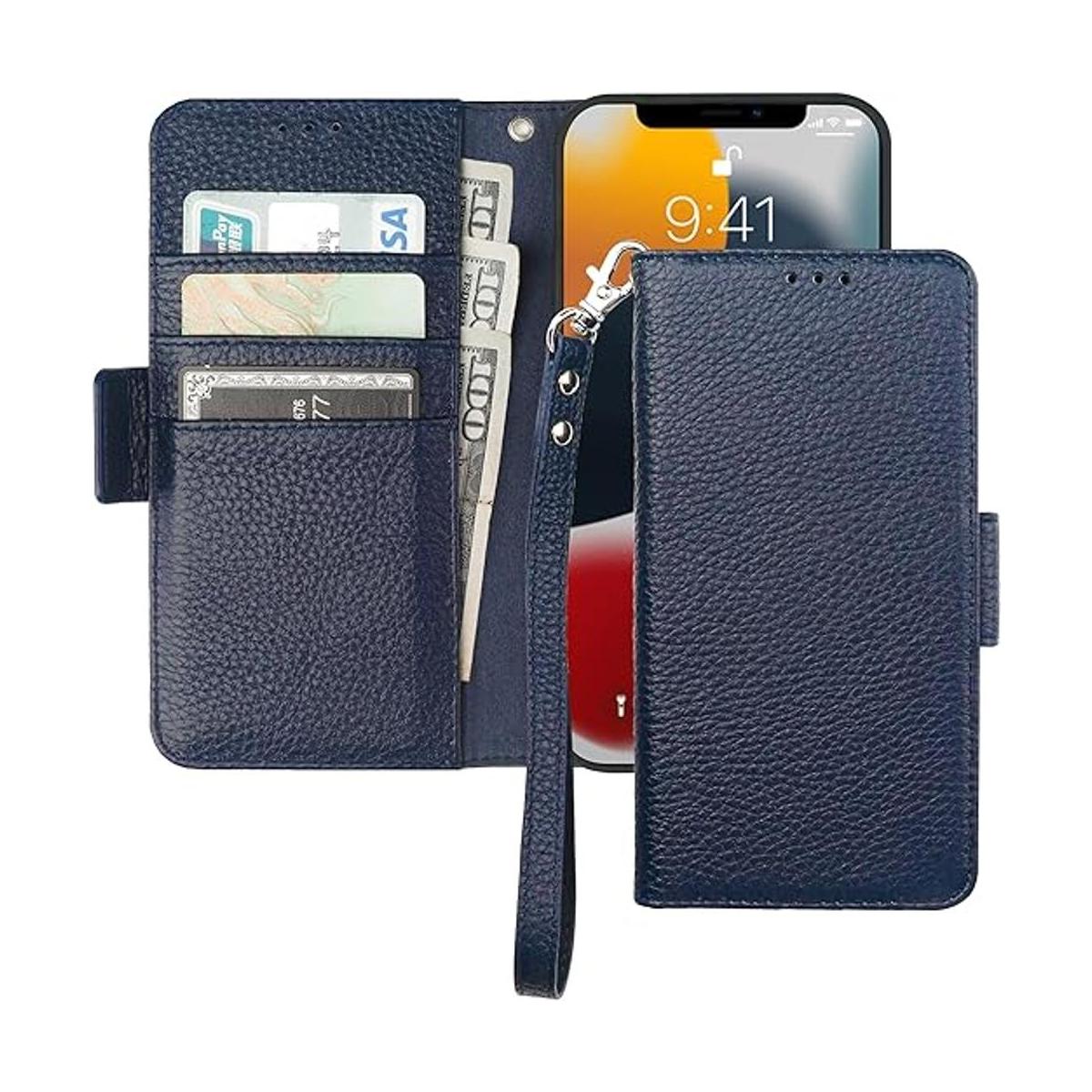 Bocasal Funda tipo cartera para iPhone 13 Pro 5G de piel