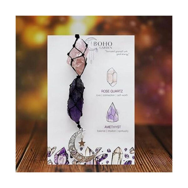 Boho Garden Dije colgante para automóvil Cuarzo rosa_2