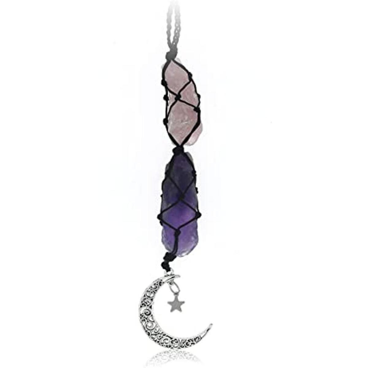 Boho Garden Dije colgante para automóvil Cuarzo rosa