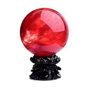 Bola de obsidiana roja con soporte bola de rubí de