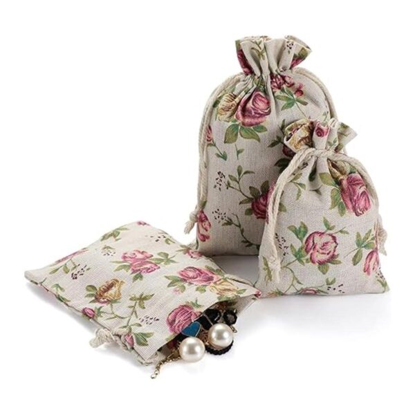 Bolsa con cordón de arpillera rosa bolsas de regalo_2