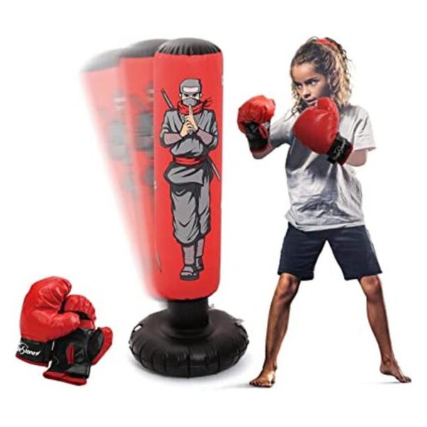 Bolsa de boxeo inflable para niños con guantes de boxeo_1