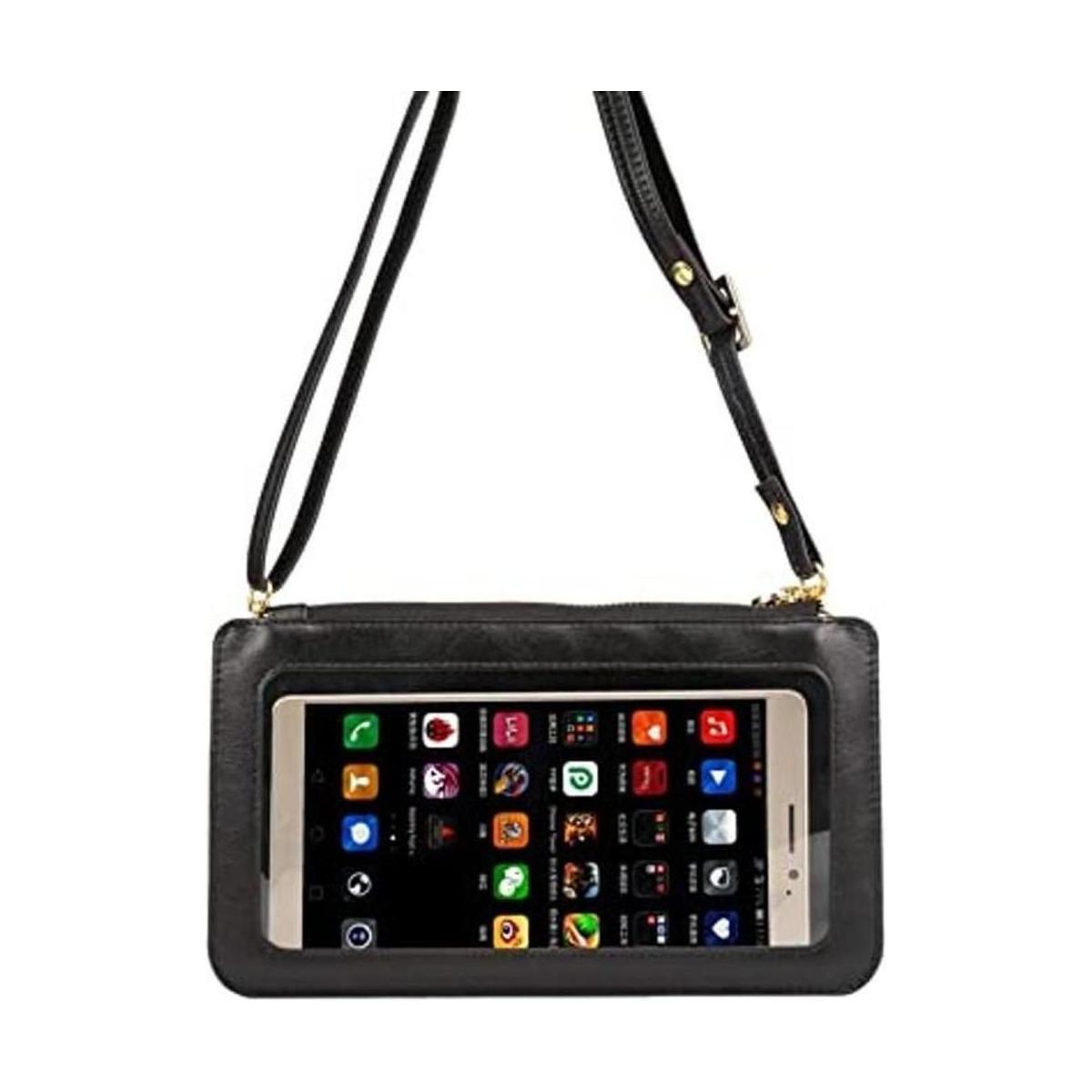 Bolsa para teléfono con pantalla táctil de piel sintética