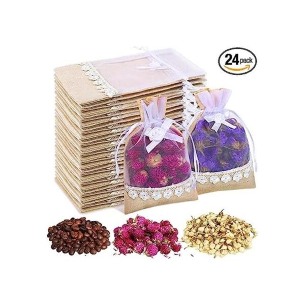 Bolsas de arpillera de lino y organza de 3.9 x 5.9 in