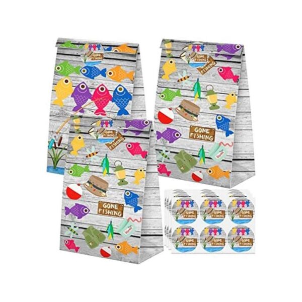 Bolsas de dulces con pegatinas para fiestas de pesca_1