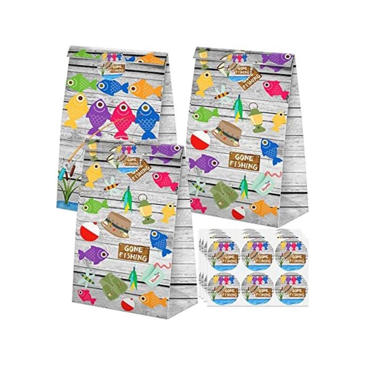Bolsas de dulces con pegatinas para fiestas de pesca