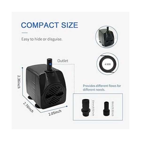 Bomba de fuente 15 W 260 GPH bomba de agua sumergible