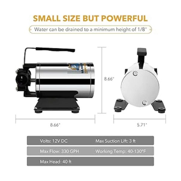 Bomba de transferencia de agua de 12 V 330 GPH LilMonster