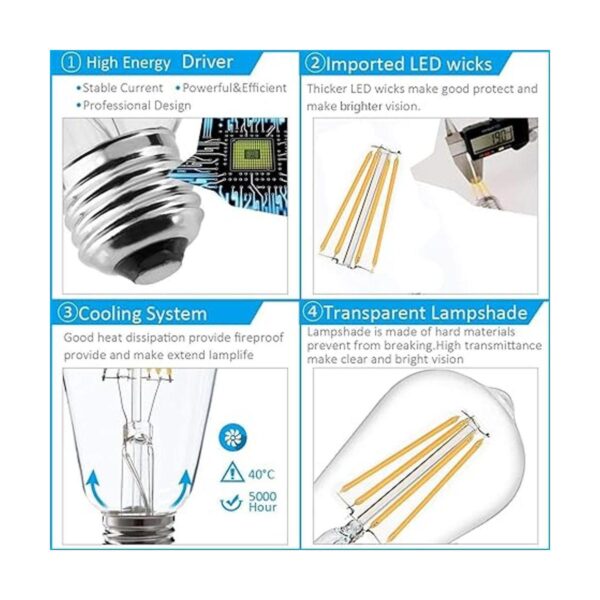 Bombilla Edison de 12 V 6 W E26 12 V equivalente a