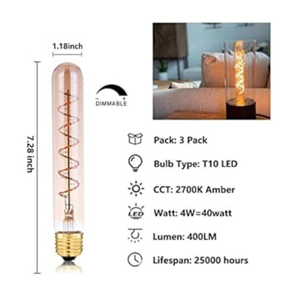 Bombilla LED Eison regulable de 4 W bombilla LED larga