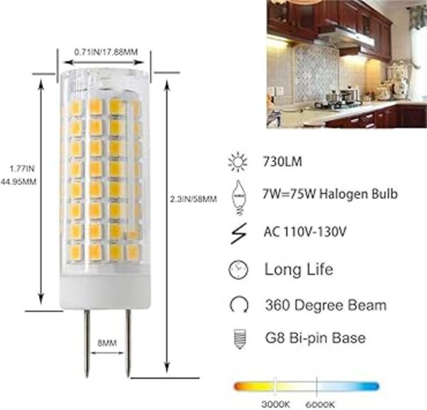 Bombilla LED GY8.6 7 W T4 G8 bombilla LED 75 W de_2