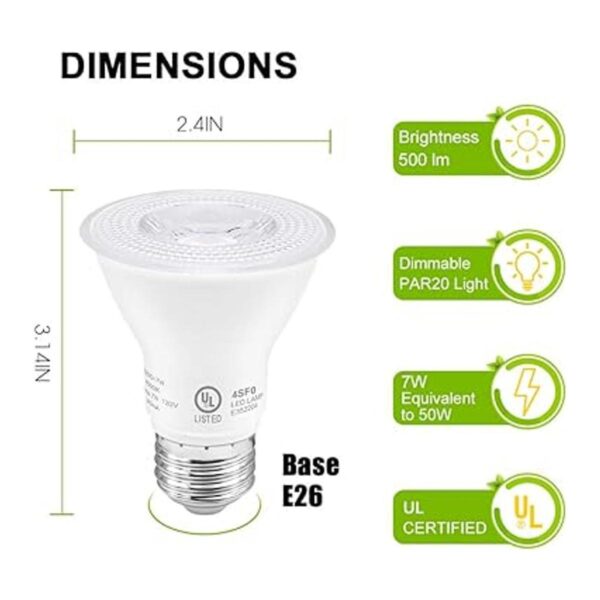 Bombilla LED Par20 de 7 W equivalente a 50 W con
