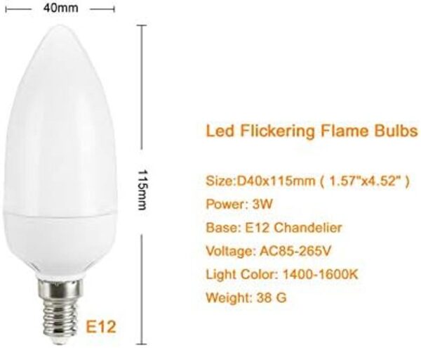 Bombilla LED de llama E12 base de candelabro 3 W luz_2
