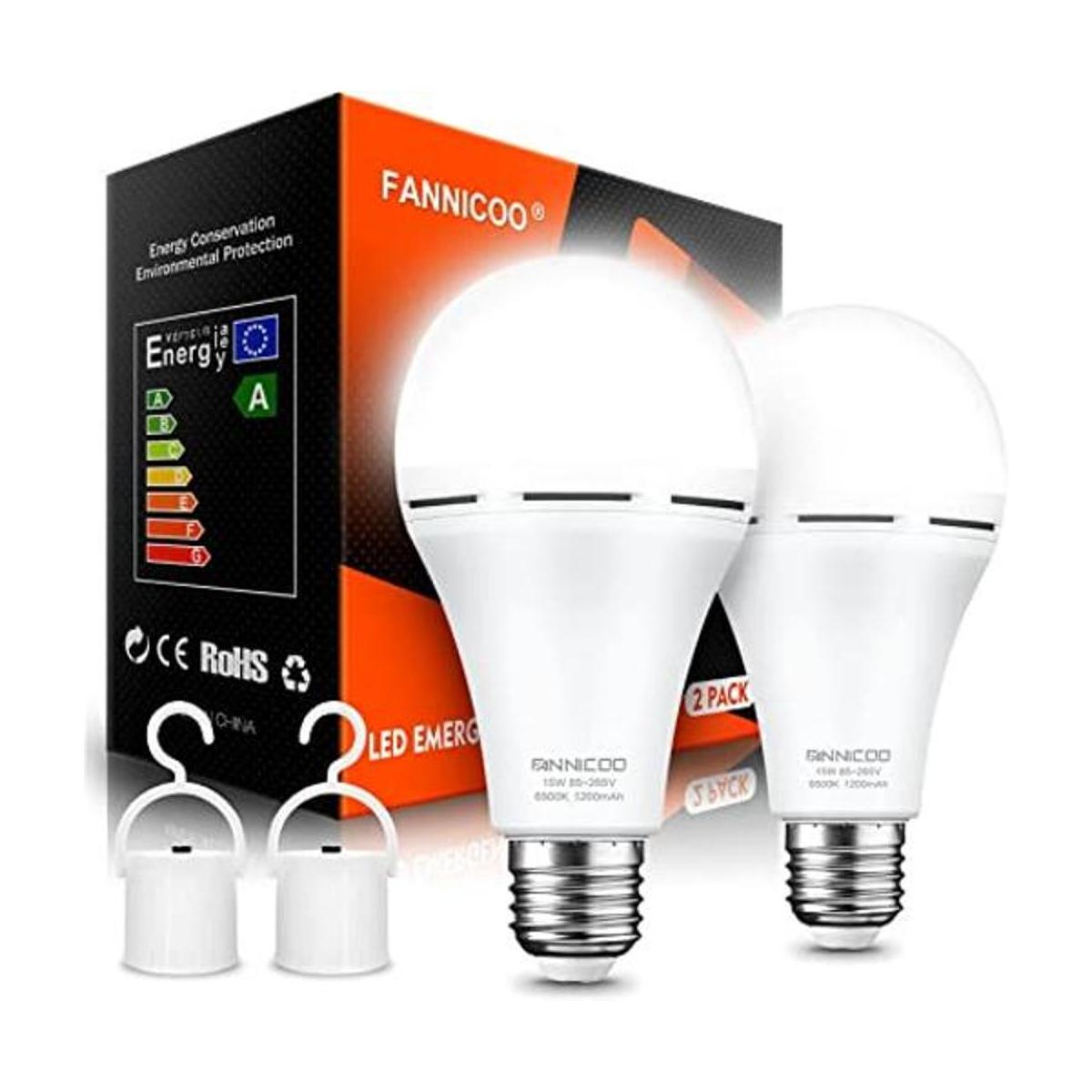 Bombilla de emergencia recargable paquete de 2 luz