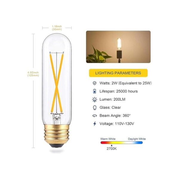 Bombillas LED tubulares regulables de 2 W blanco cálido_3