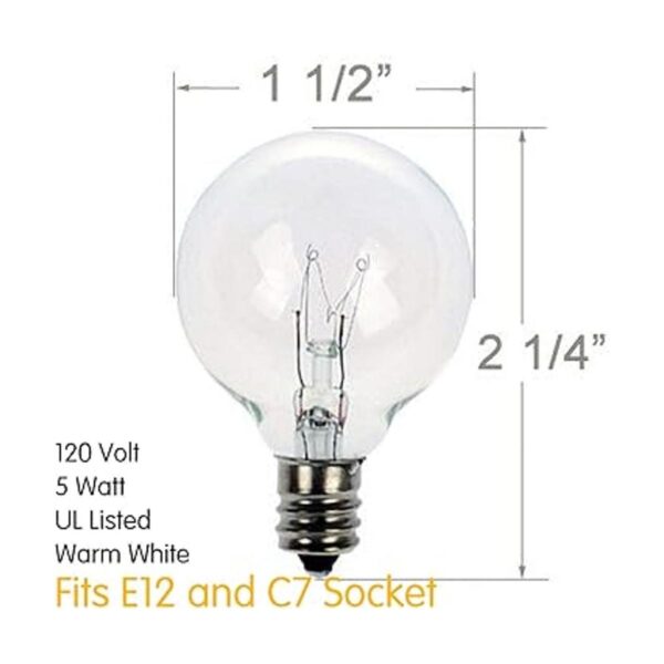 Bombillas de repuesto Clear Globe G40 E12 con base de_2