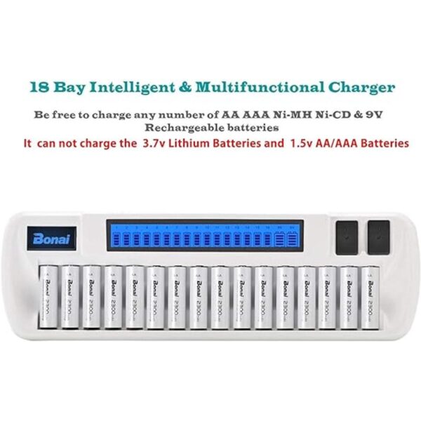 Bonai Cargador de batería AA AAA de 9 V de 162 bahías_2