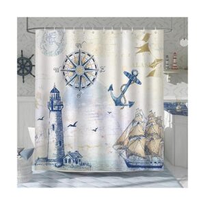 Bonhause Cortina de ducha náutica de velero para baño_1