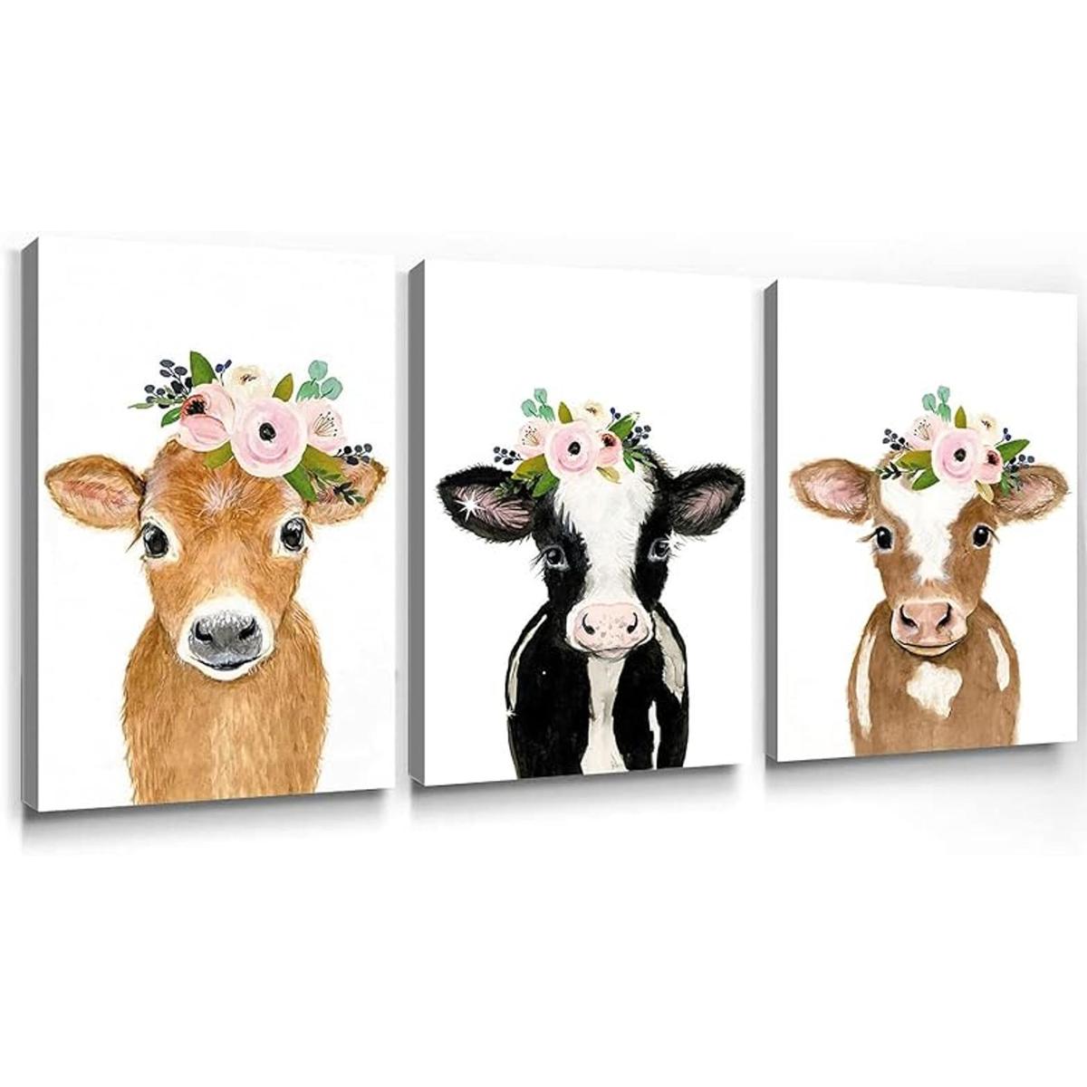 Bonito lienzo de vaca para pared imagen de animal para