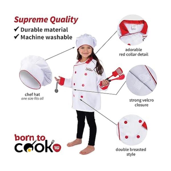 Born Toys Disfraz de chef para niños con sombrero de chef_6