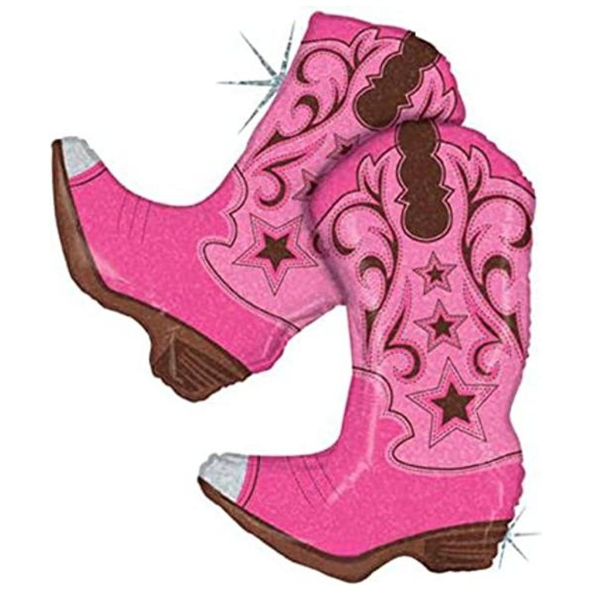 Botas vaqueras de color rosa bailarina globos de fiesta