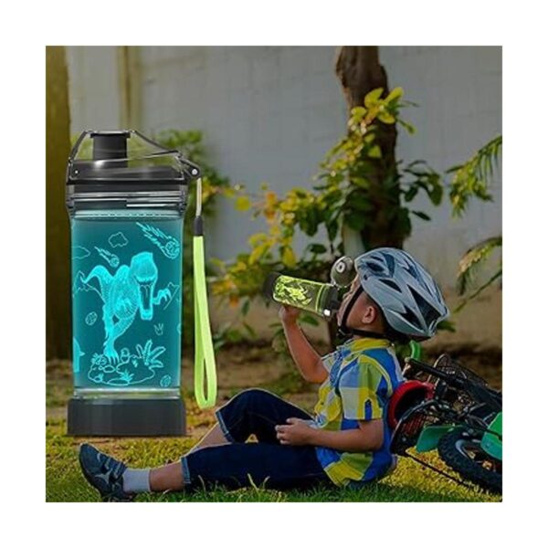 Botella de agua para niños dinosaurio iluminado taza_2