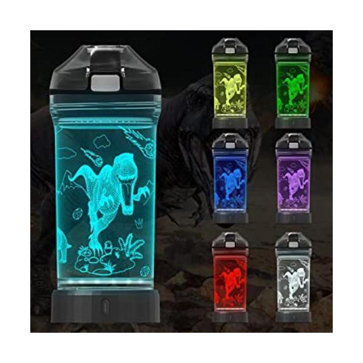 Botella de agua para niños dinosaurio iluminado taza