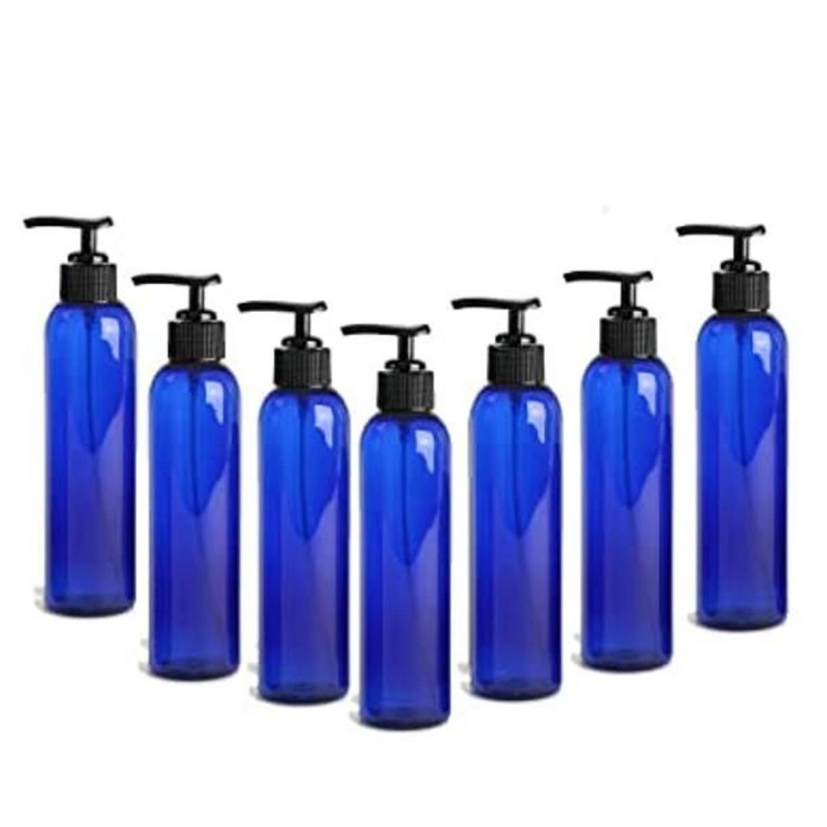 Botella de plástico PET azul con dispensador de bomba