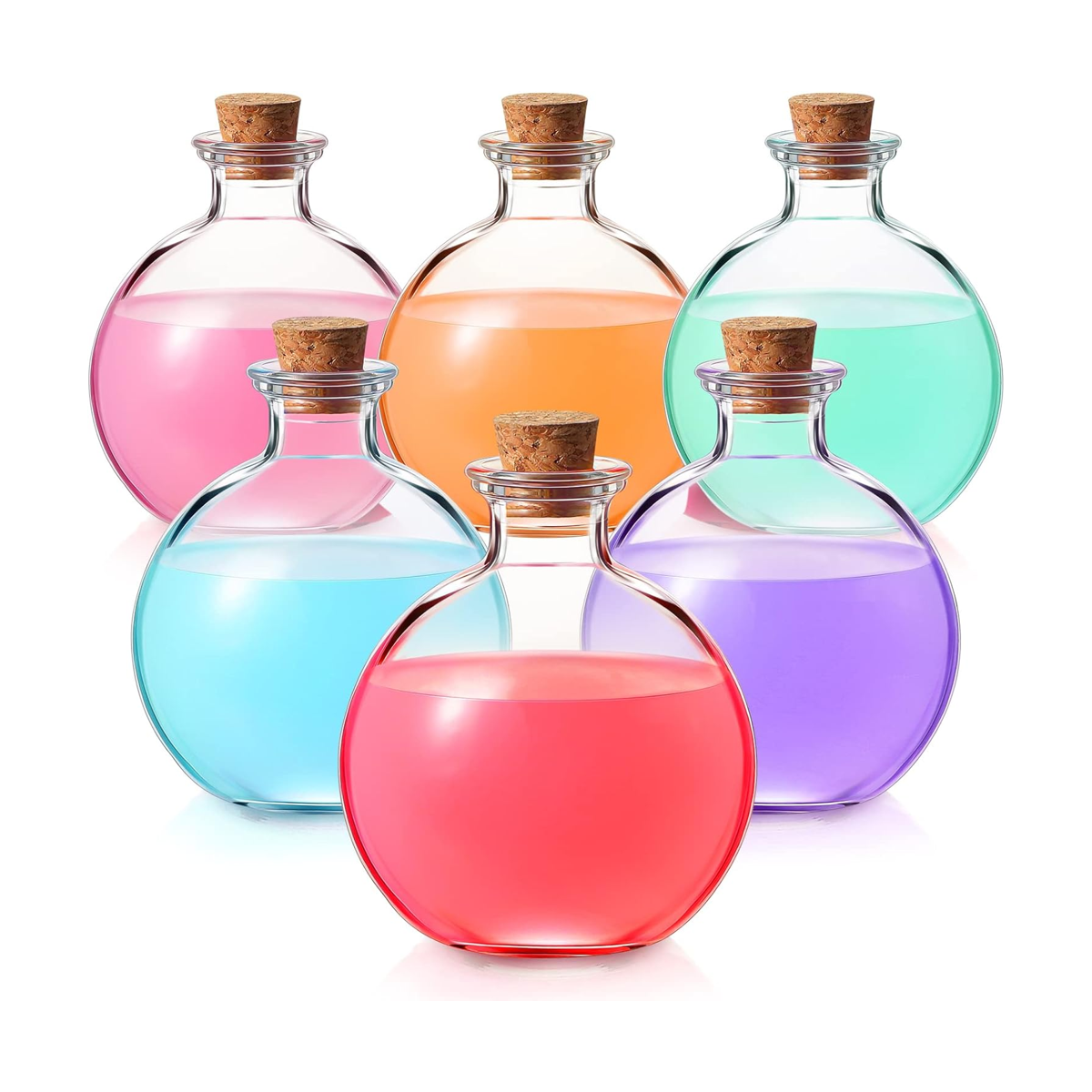 Botellas redondas de vidrio transparentes botellas de