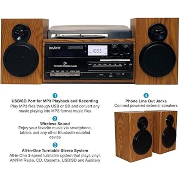Boytone BT28SPW tocadiscos de estilo clásico Bluetooth_2