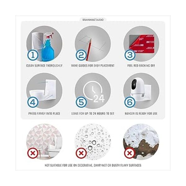 Brainwavz Soporte de pared adhesivo para Nooie Cam 360_3