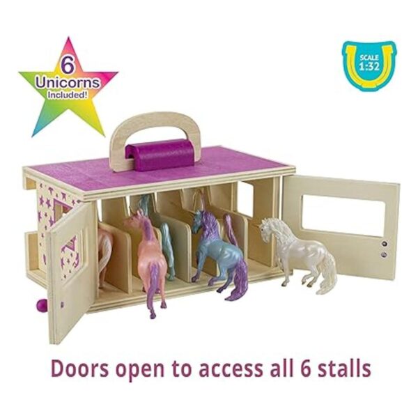 Breyer Caballos unicornio mágico juego estable de madera_4