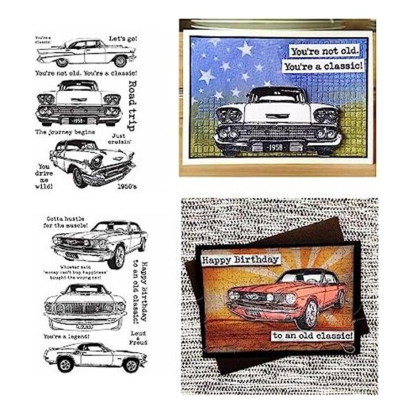 Briartw Retro Cars Happy Birthday Gift Automobile 2 sellos