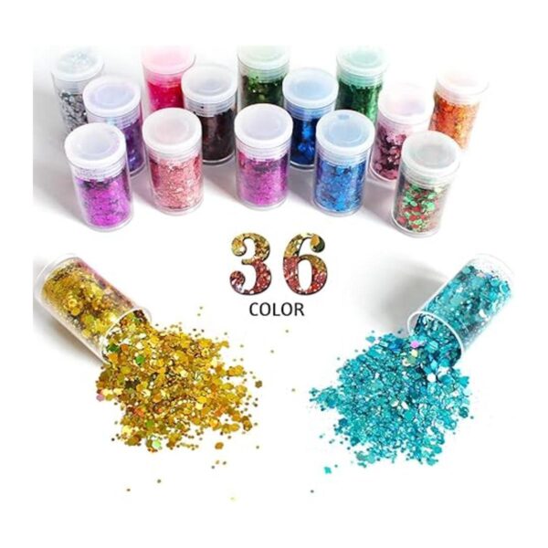 Brillantina gruesa holográfica juego de 36 colores para