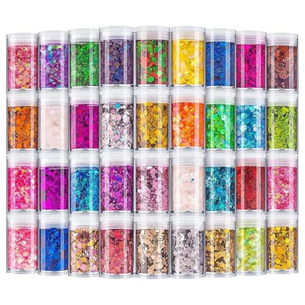 Brillantina gruesa holográfica juego de 36 colores para